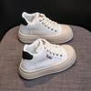 Plateau Weiße Schuhe Damen Neu Frühling und Herbst High-Top Damenschuhe Sport und Freizeit Keksform Schuhe Wilde Stiefel