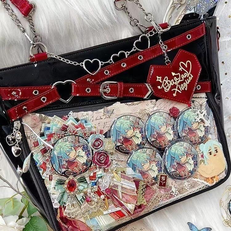 Original Spicy Girl Cool Ita Bag Large Capacity Transparent Pain Layer Crossbody Bag Love Chain Ulzzang Shoulder Bag One Size 1886₽