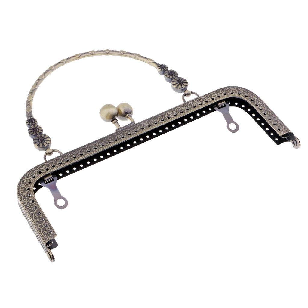 18cm Vintage Flower Embossing Purse Metal Clasp Handle DIY Handbag