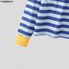 INCERUN Men Lapel Neck Long Sleeve Stitching Striped Casual Oversized T-shirts Tops