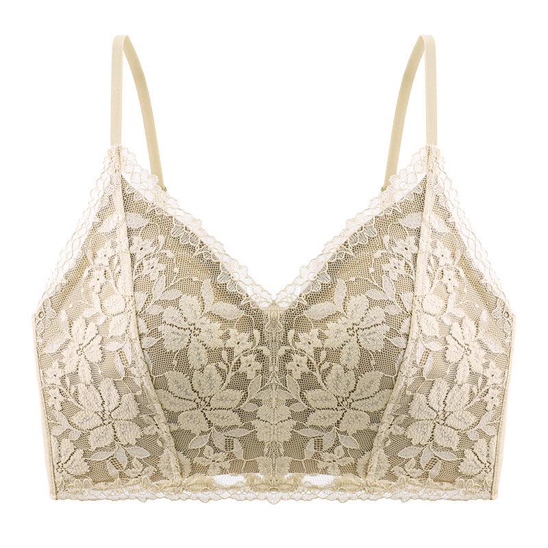 Women's French Triangle Lace Camisole Bra with V-Neck and Beautiful Back Design