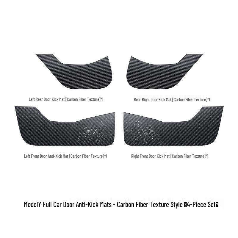 Tesla Model 3/Y Glove Box Kick Mat, Carbon Fiber Texture Door Protector, Interior Accessory.