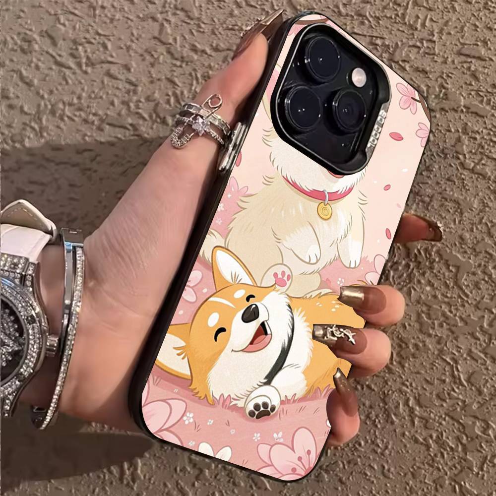 Süße Corgi Handyhülle Für iPhone 17,16,15,14,13,12,11,Pro,Max,Plus Weiche Schwarze Hülle