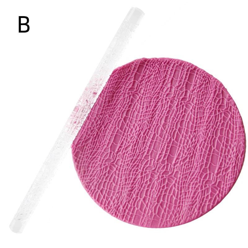 Acrylic Embossed Texture Rolling Pin Diy Clay Craft Tools Flower Pattern Mud Embossing Rolling Stick Ceramic Pottery Art Rod B