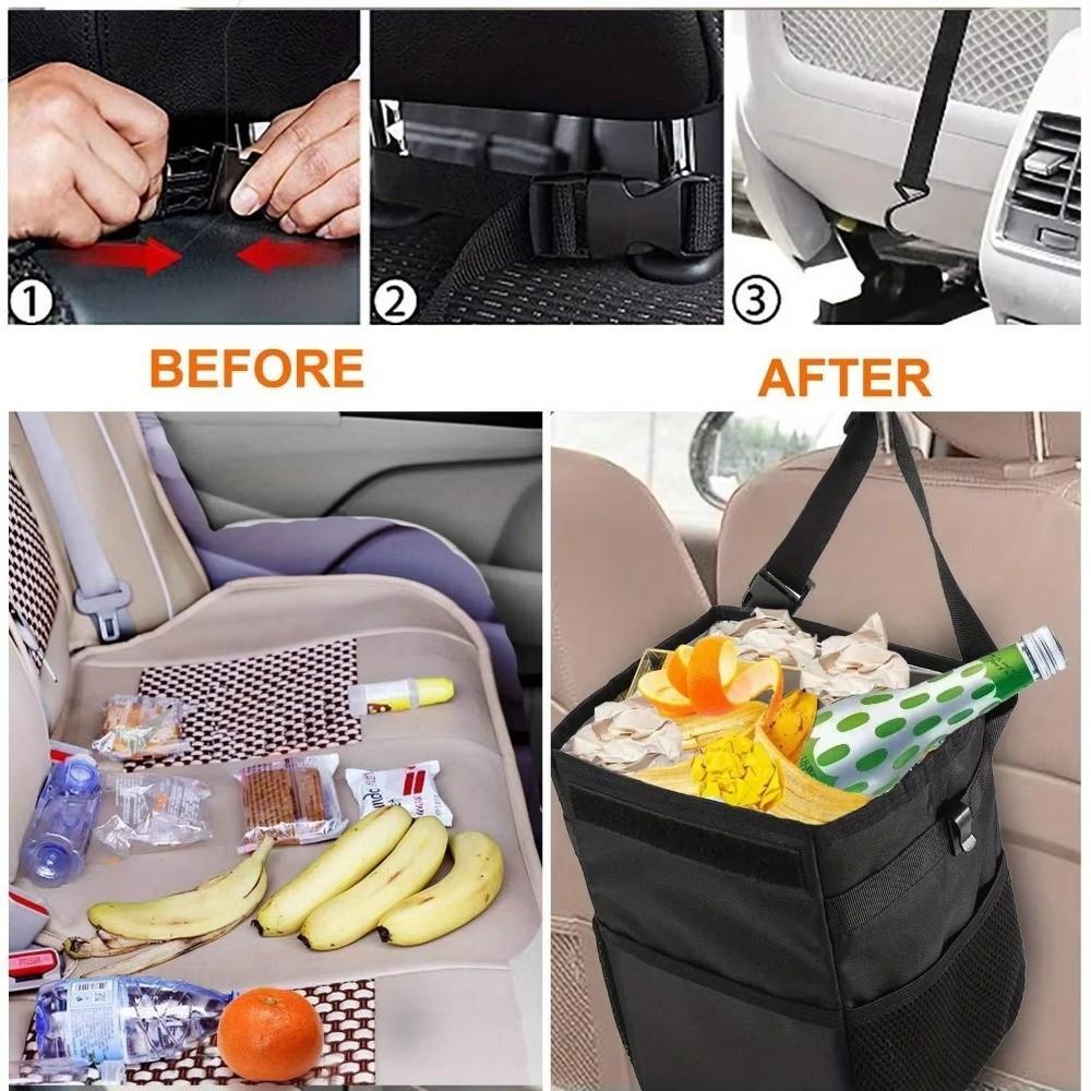 Collapsible Car Trash Can with Lid Car Garbage Bin Leakproof Car Trash Bag Car Use