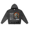 DTG Print Knitted Denim Zip-Up Hoodie Ghost Tech Brother Print Zipper Hoodies  
