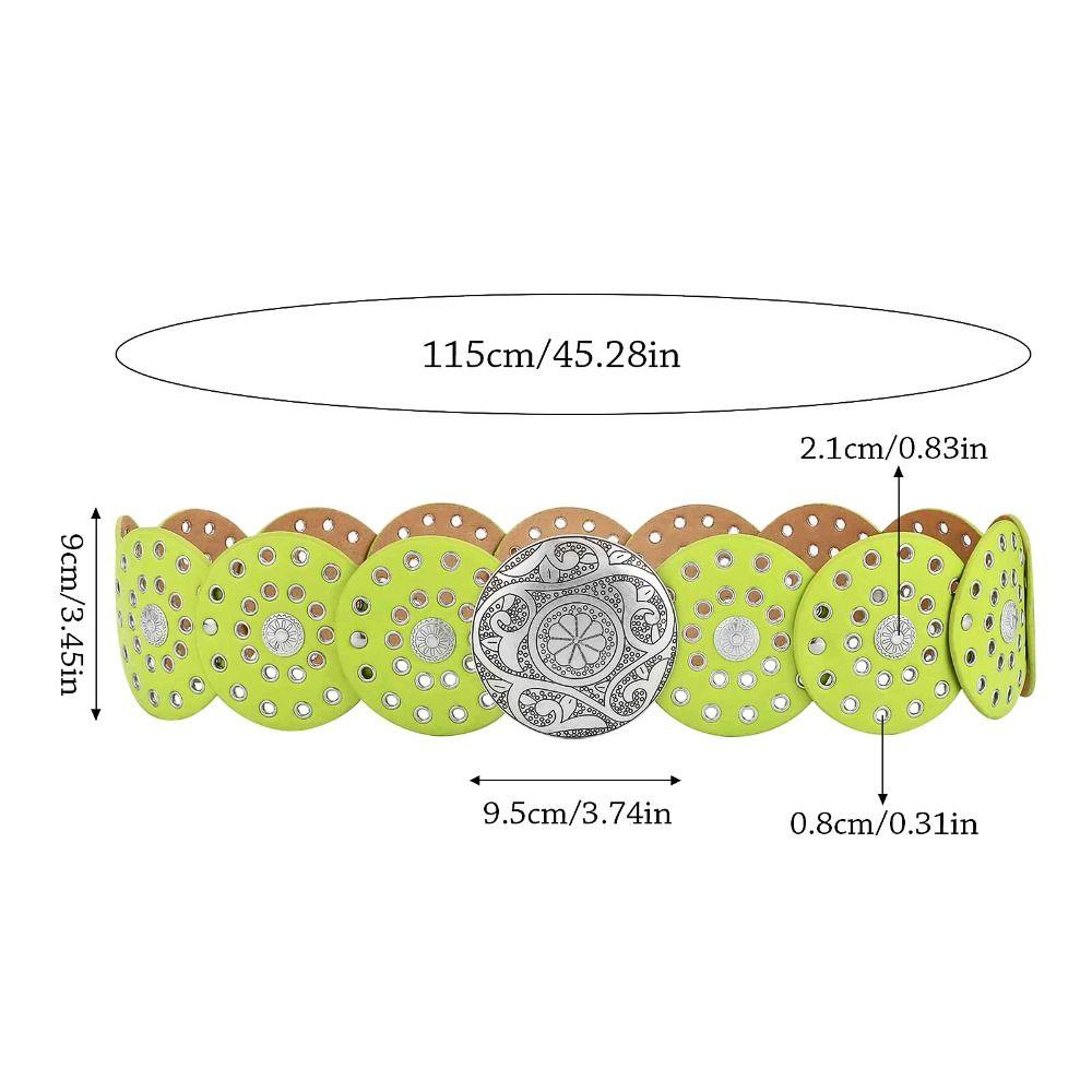 Exaggerated Cowboy Disc Belt Western Style Colorful  Wide Disc Belt Hollow Belt  for Women