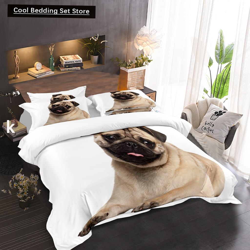 Pug Dog Duvet Cover King Queen Size Funny Pet Puppy Bedding Set For Kids Teens Adults Animal Cute Expression 2/3Pcs Quilt Cover