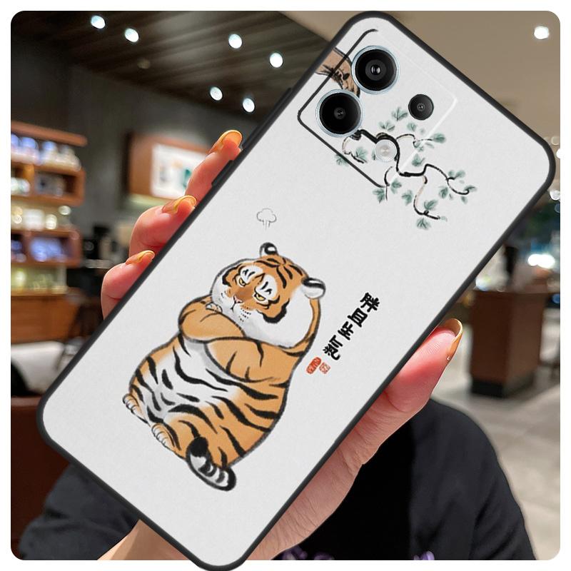 Cartoon Fat Tiger Case For Xiaomi Redmi Note 11 10 12 13 14 15 Pro Plus Cover For Redmi 15 15C 10C 12C 13C 14C