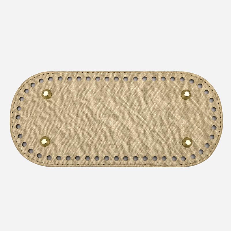 Handmade DIY Woven PU Oval Bag Bottom, 22x10cm Cross Pattern