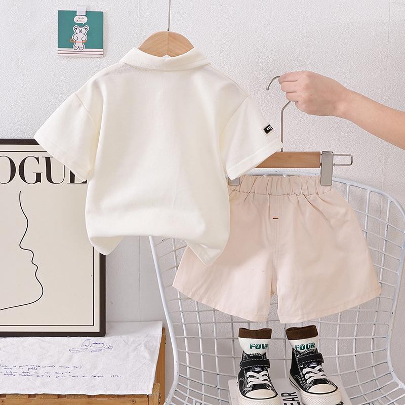 Chłopięcy krótki rękaw Komplet 0-5 lat Dziecięcy letni kołnierzyk POLO Koszulka Modne spodenki codzienne Komplet dwuczęściowy