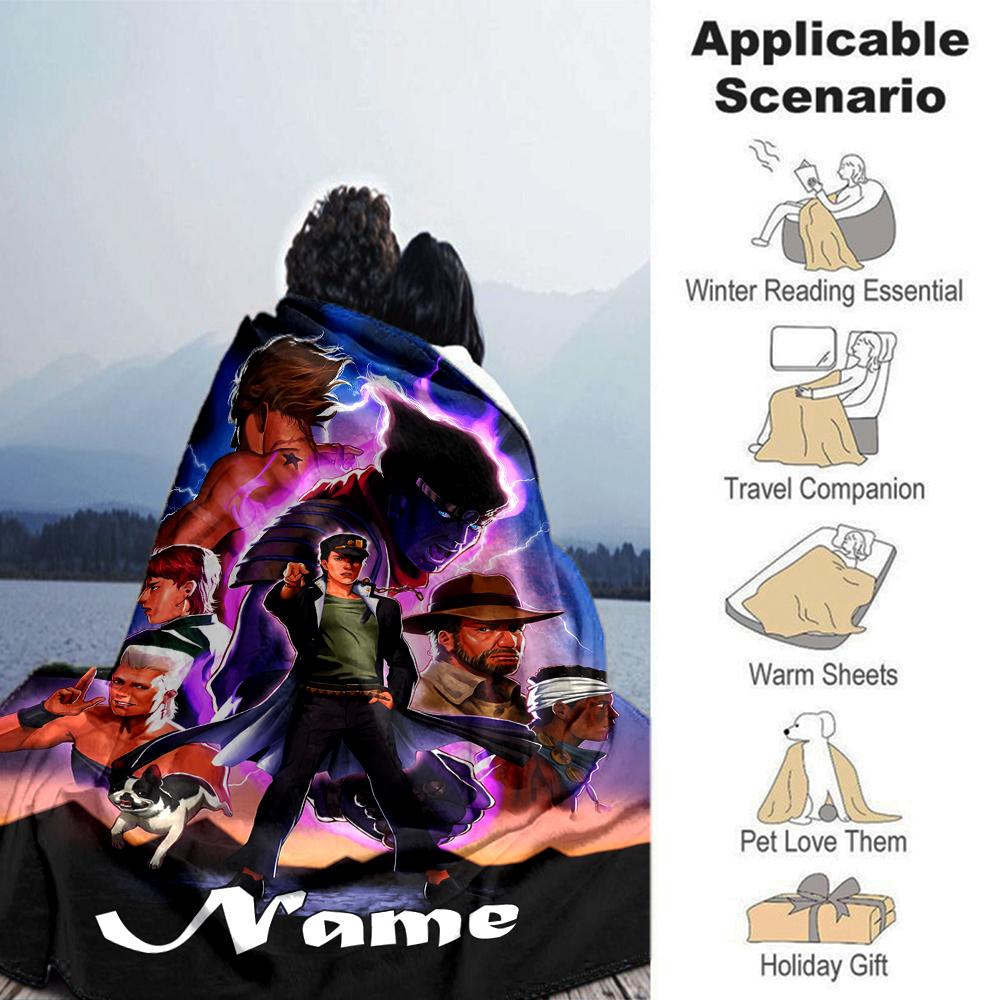 Customiz Name Personality JoJo's Bizarre Adventure Blanket Soft &Warm Sofa Office Bed Travel Lunch Break Blanket, Gift Suitable All Seasons