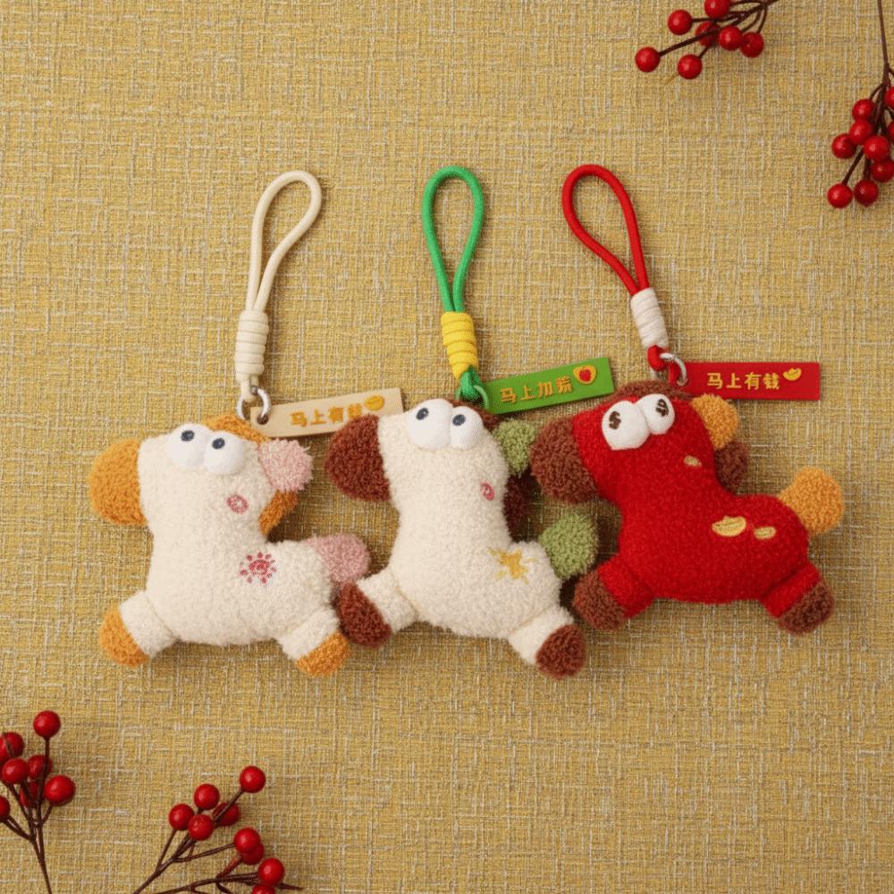 Cartoon Pony Dolls Keychain Funny Bag Hanging Charm Portable Plush Horse Keychain  Bag Decor