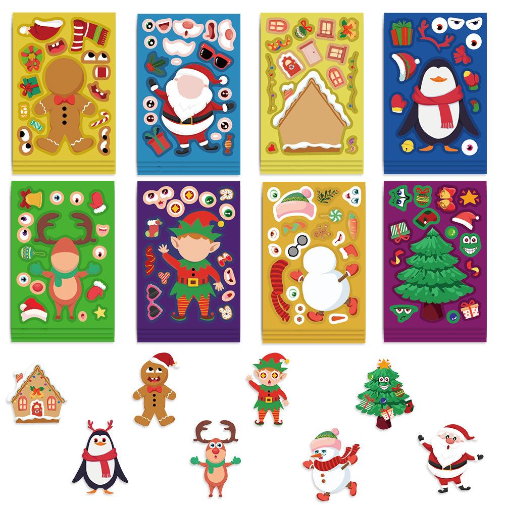 

8 Sheets Christmas Gift Santa Claus Pet Stickers for Children DIY Handmade Album Creative Crafting Decals Laptop Scrapbook Phone