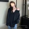 Early Autumn French Style Women's White Off-Shoulder Loose Long Sleeve Chic Top