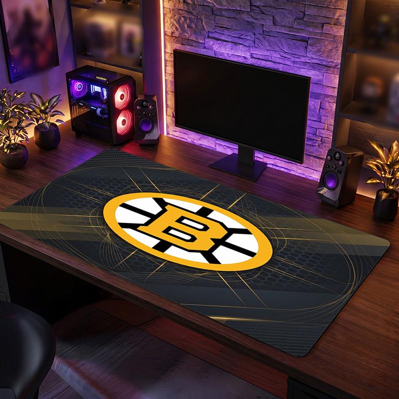 Boston Bruins Pattern Mousepad Anti?Slip Rubber Desk Pad For Gaming Working Desktop Decoration