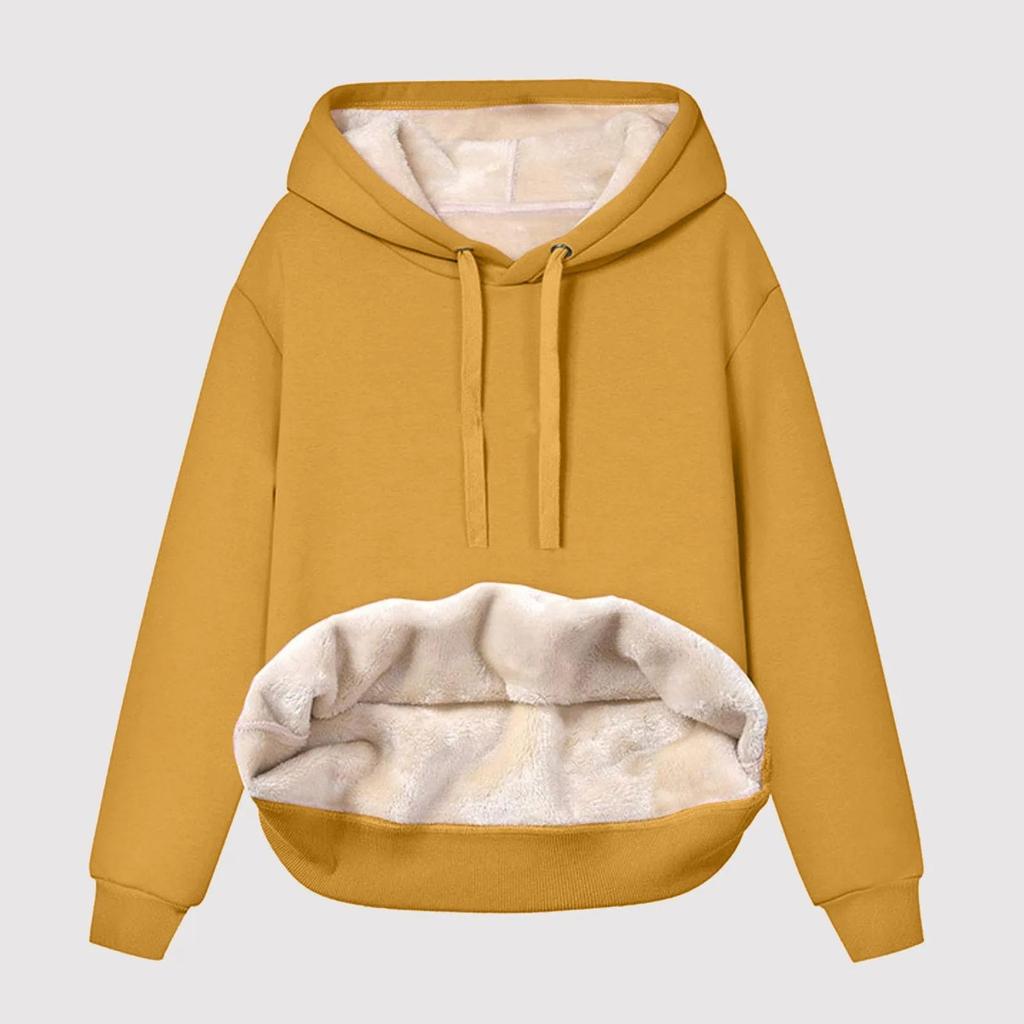 Sudadera Cálida de Felpa para Mujer con Forro Polar Invierno Manga Larga Cálida Terciopelo Jerséis Reversibles Sudaderas Para Mujer Ropa de Casa