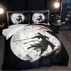 3pcs Japanese Samurai under Moon 3D Printed Bedding Set Cozy Duvet Cover King Queen Twin Size Birthday Gift Bedroom Decoration