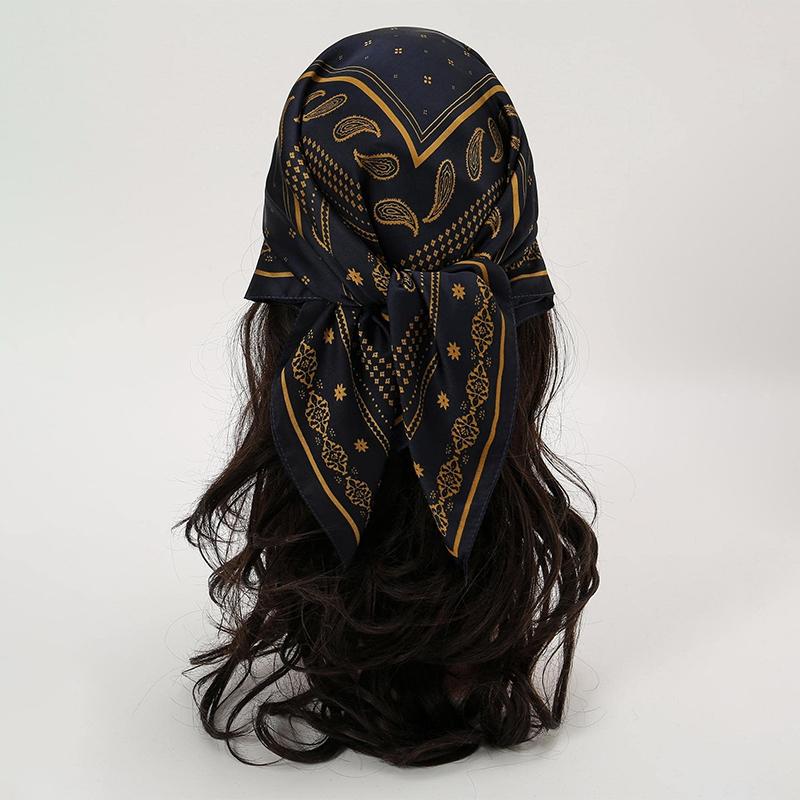 70cm Silk Square Satin Scarf Women Paisley Print Neck Tie Summer Hair Wrist Bandana Headkerchief Shawl Wrap Hijab Echarpe