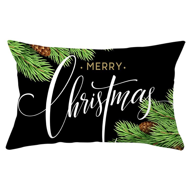 Green Series Christmas Peach Skin Printed Waist Pillowcase Square Sofa Pillowcase Office Pillowcase
