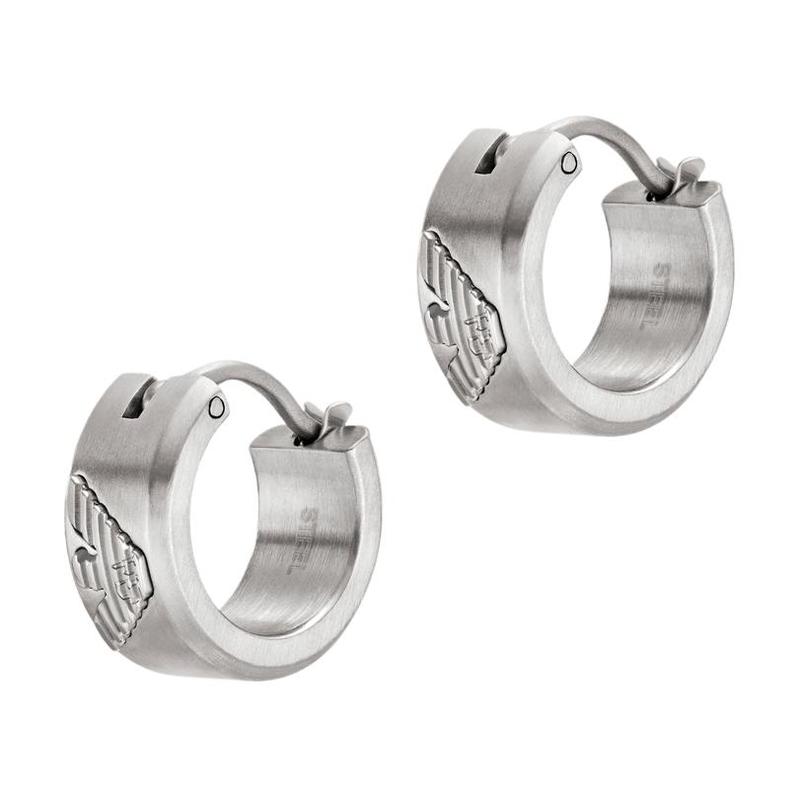 Emporio Armani inlaid design stainless steel earrings men s silver Silver F basic packaging-brand original box серебряный
