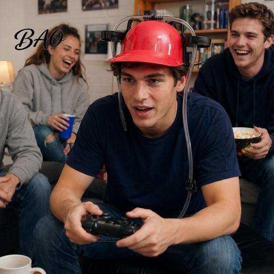 Párty pokrývka hlavy Klobouk na pití se slámkou, Pijácký klobouk pro dospělé, Plastová líná helma, Hands-free kreativní pivo Narozeninové večírky Festivaly Doma