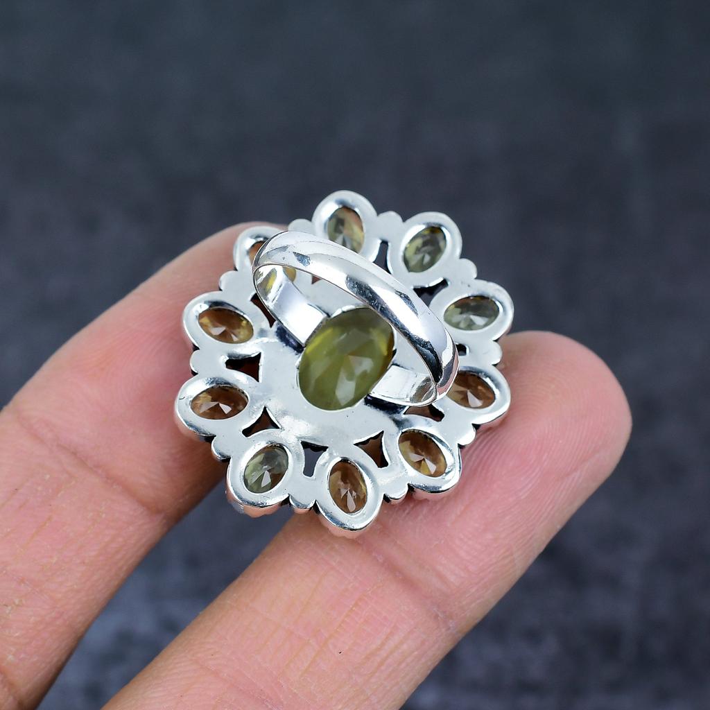 Natural Citrine Gemstone Handmade 925 Sterling Silver Jewelry Ring Size 8 i5B69