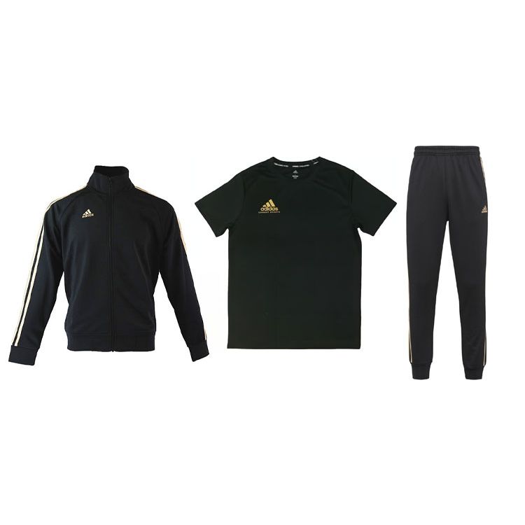 

Adidas Полосатая футболка с логотипом бренда, мягкая дышащая футболка, брюки со средней талией и манжетами, повседневный спортивный комплект из трех предметов для мужчин TR30JR-BG+ADICSTS06P+TR30P1R M