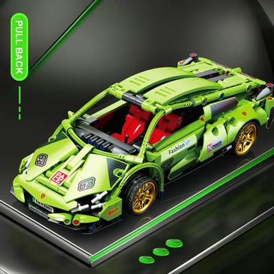 Tecnico Super Racing Car Model Building Blocks Automobile Tirare indietro MOC fai da te Veicoli Mattoni Giocattoli da costruzione per bambini