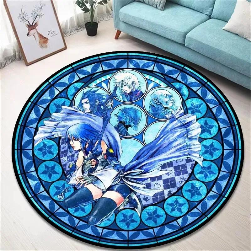 Kingdom Hearts Round Area Rug Anime Gaming Carpet Non Slip Floor Mat Bedroom Decor Soft Gift For Gamer Kids