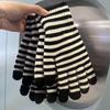 Winter Gloves for Men Women Mobile Phone Touch Black White Stripe Warm Gloves Soft Knit Gloves Elastic Cuff