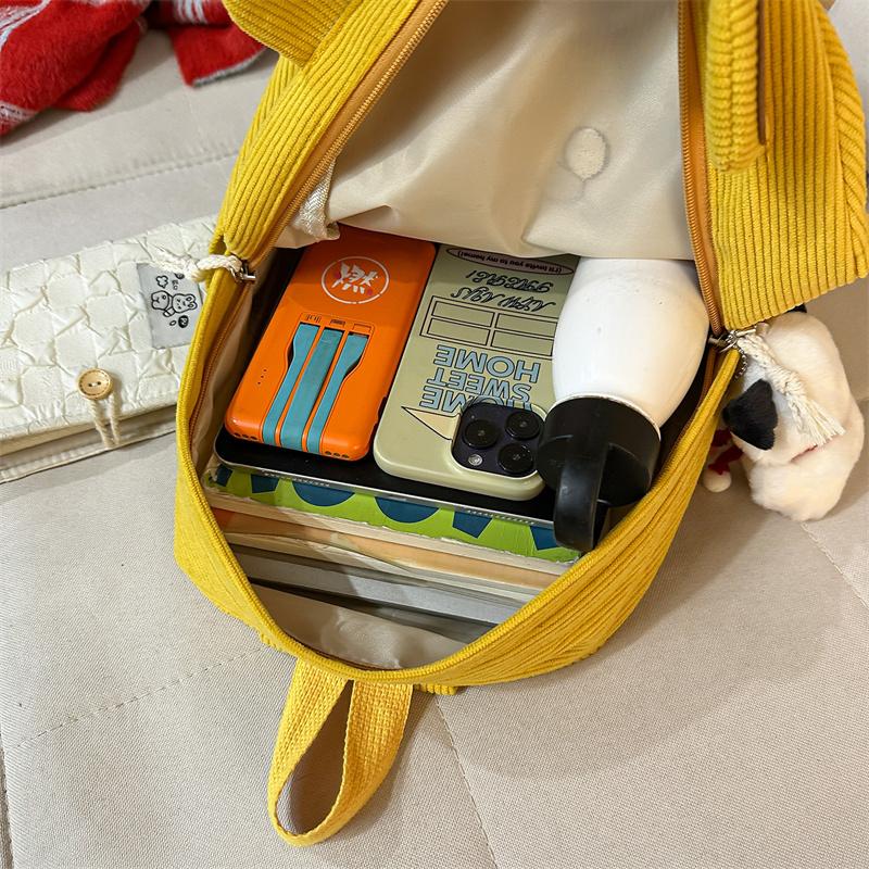 Cute Corduroy Backpack for Women & Girls – Adorable Bear Design Mini Backpack with Paws & Face, Perfect for School, Travel, and Daily Use