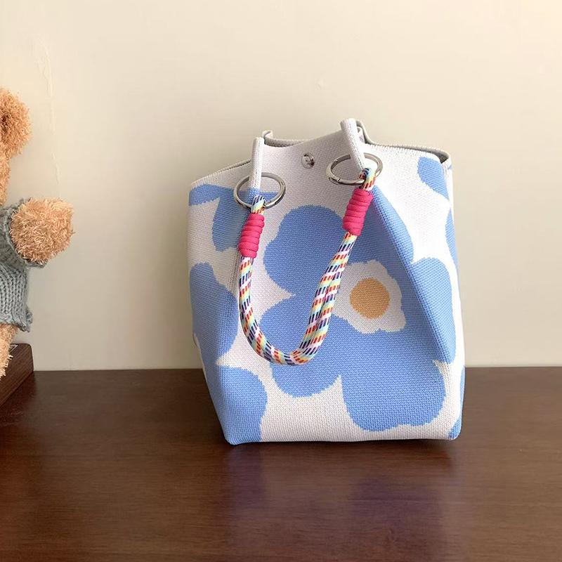 Butterfly Knitted Bucket Bag Women's Fashion Handbag Versatile Knitted Wrist Bag Shopping Handbag Cute Handbag