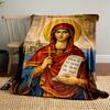 Religious Icon of Saint with CrossFlannel Blanket for Bedroom, Living Room, Sofa, and Nap