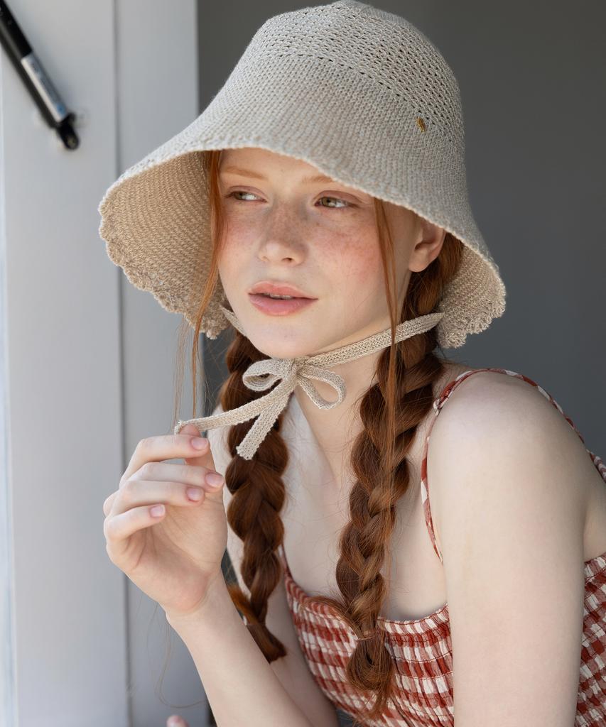Tatiana Shoe Lace Knit Crochet Ribbon Bucket Hat Ht8184 2 Colors