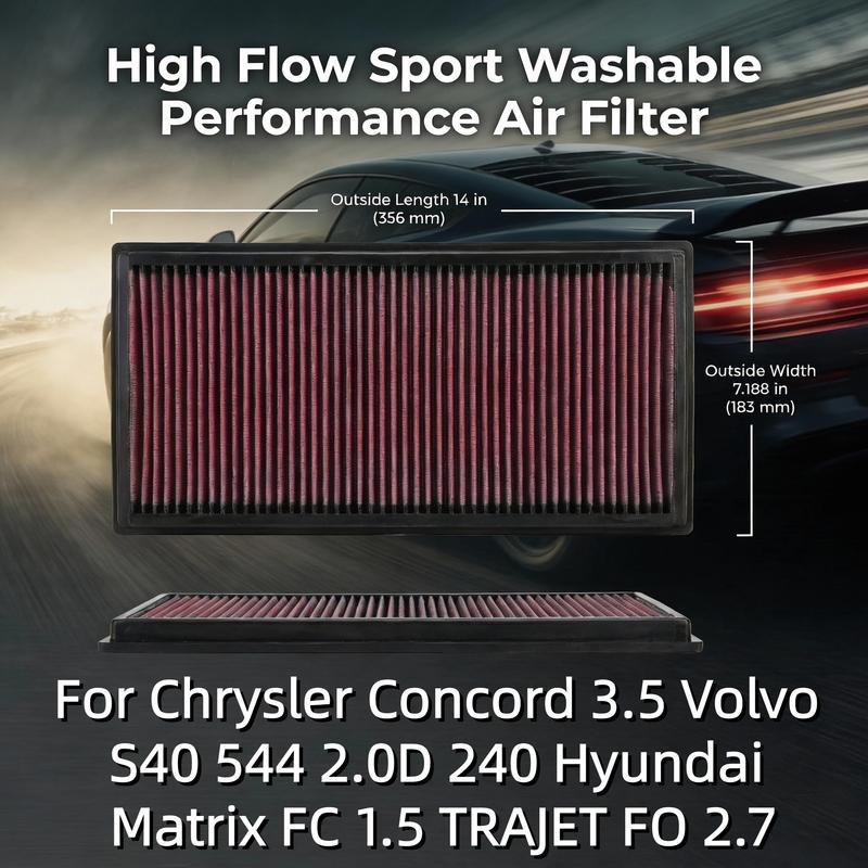 

For Chrysler Concord 3.5 Volvo S40 544 2.0D 240 Hyundai Matrix FC 1.5 TRAJET FO 2.7 High Flow Sport Washable Air Filter 33-2128