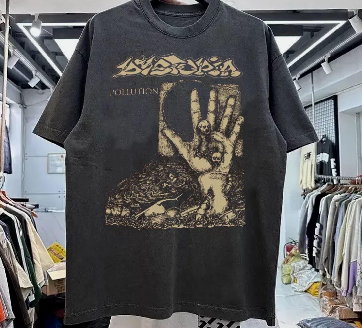 Dystopia band 90s Graphic Reprint black short sleeve Unisex T shirt L