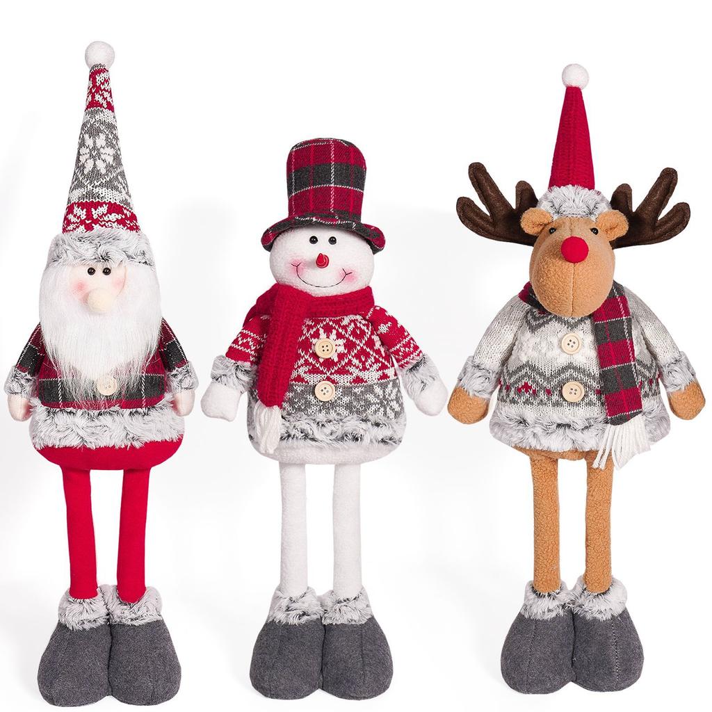 Christmas Snowman, Elderly Man, Reindeer Doll Toy Decoration, Christmas Extendable Standing Posture Figurine Decoration Gifts