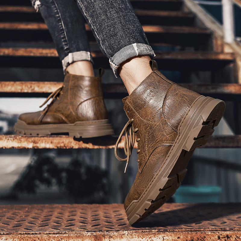 New Men Boots Comfortable Spring Autumn Warm Waterproof Fashion Ankle Boots Casual Men Leather Working Boots Men