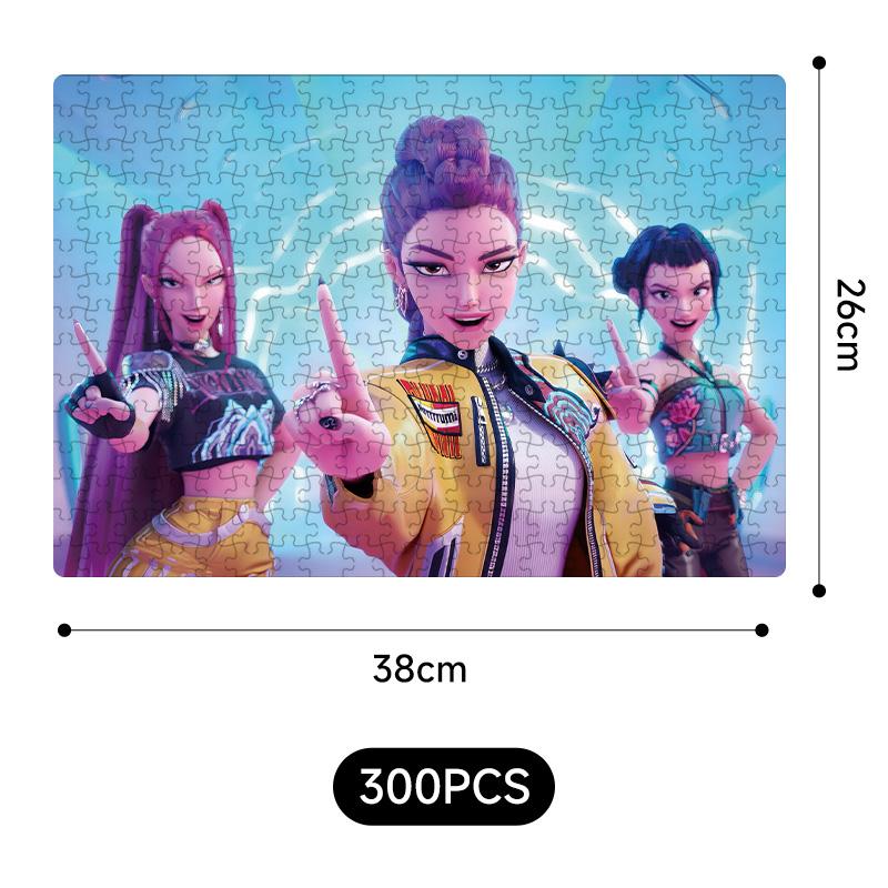 Yeni Kpop Şeytan Avcıları 38*26Cm 300 Parça Yapboz Oyuncakları Rumi Mira Zoey Huntrix Karakter Desenli Masa Oyunu Dekor Çocuk Hediye