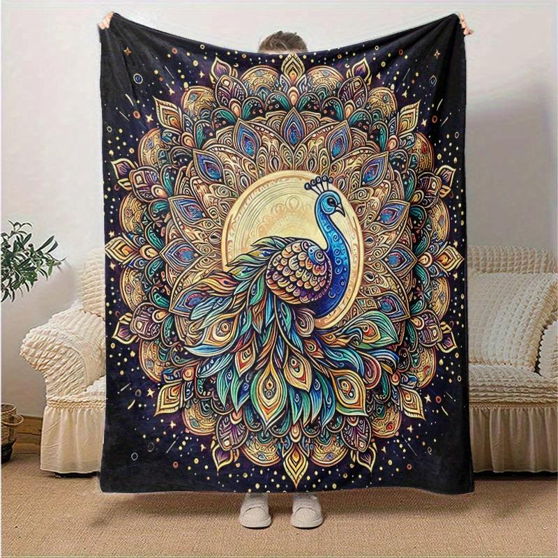 1pc Beautiful Peacock Blanket Cute Movie Characters,Living Room, Travel, Camping, Car Blankets