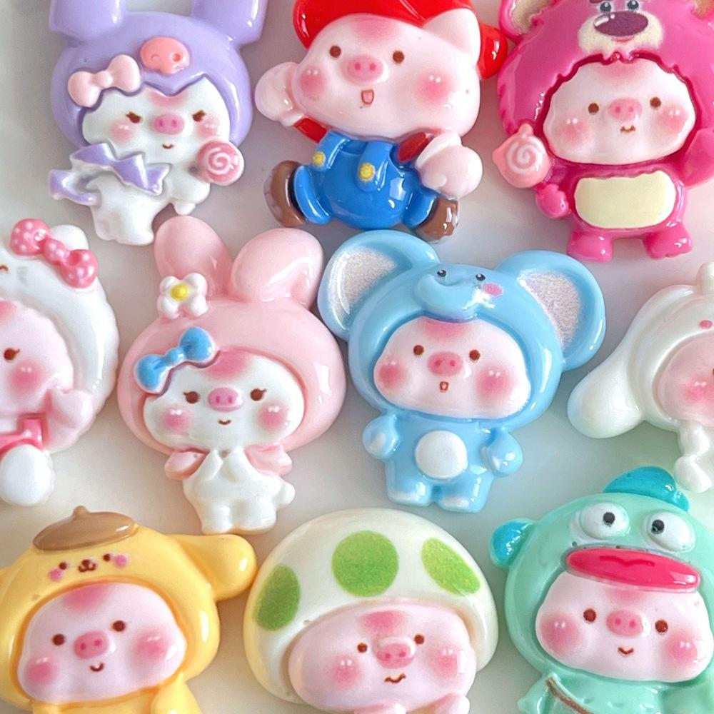 Cute Cartoon Pig Resin Accessories For Diy Phone Cases And Hair Accessories Cream Glue