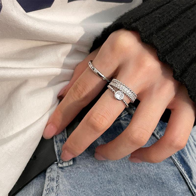 Elegant Ins Style Rhinestone Copper Ring For Women With Unique Design Geometric