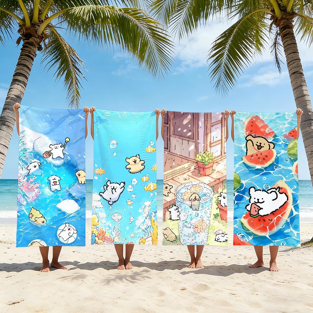 Cute Line Puppy Maltese Towel Beach Towel Travel Lightweight Skin Friendly For Pool Beach Camping Cruise Summer