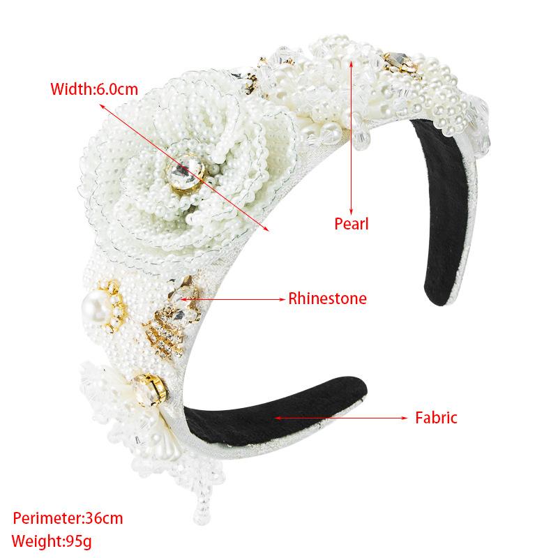 Barockperle Strass Stirnband Handgefertigt Perlen Blume Haarschmuck Damen Glänzend Party Haarband Haarband Haarreif Kopfschmuck Neu