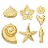 2 PCs 304 Stainless Steel Pendants 18K Real Gold Plated Ocean Shell Fish Acrylic Imitation Pearl Chamrs For DIY Necklace Jewelry