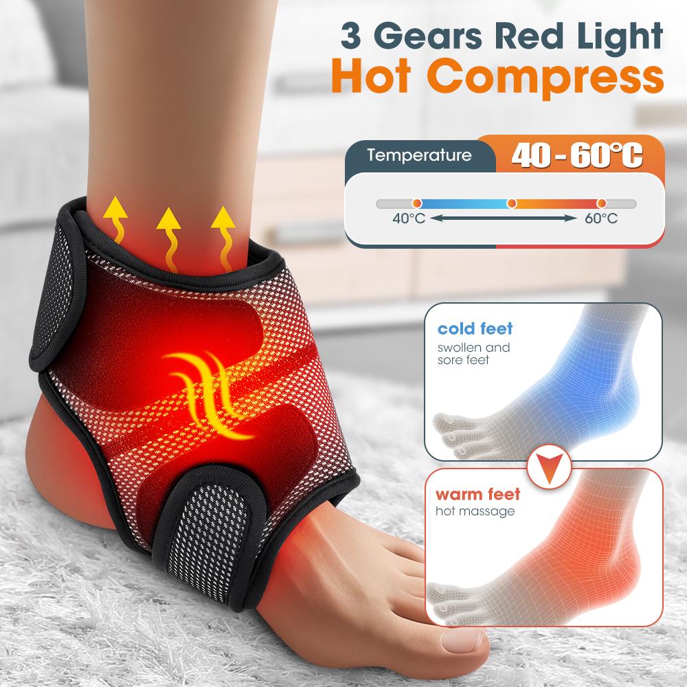 Electric Air Pressure Ankle Massager with Heating Vibration for Foot Relaxation Joint Sprain Support