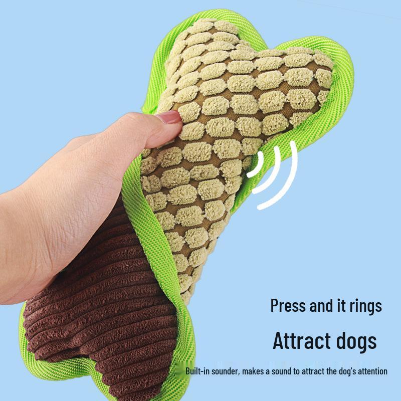 Bone-Style Teething-Resistant Plush Dog Toy with Corn Velvet Edging for Boredom Relief