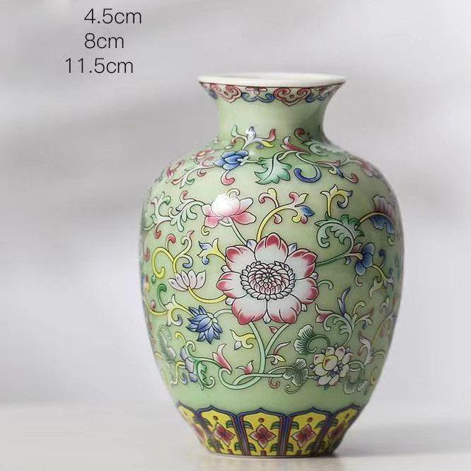Enamel Flower Vase Decoration New Chinese Retro TV Cabinet Decoration Ceramic Minimalist Chinese Flower Arrangement Vase ZF517