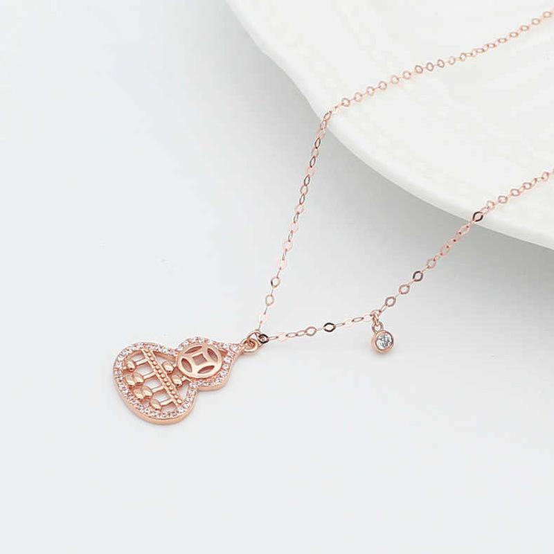 Rose Gold Plated Purple Gold Gourd Abacus Necklace Purple Gold Inlaid Zircon Fashion Pendant